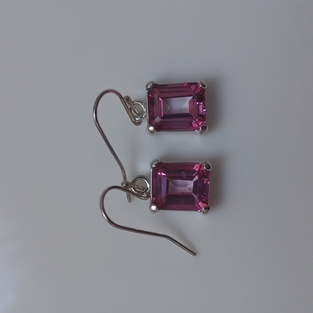 7.00 ct. t.w. Pink Topaz Drop Earrings in Sterling Silver